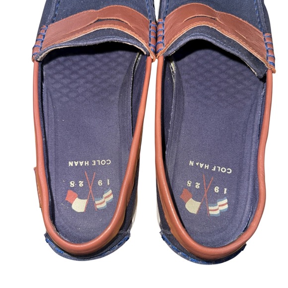 Cole Haan Nantucket 2.0 Penny Loafers Canvas/Leather Shoes Pre-Owned Mens 10M - Picture 8 of 17